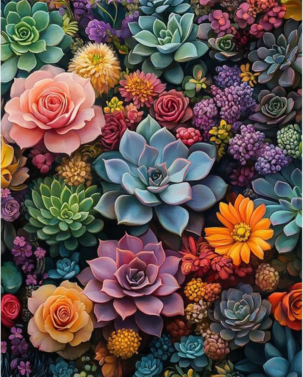 Succulent Paint by Numbers for Adults-Paint by Number Succulents on Canvas Without Frame,DIY Plant Oil Painting for Gift Home Wall Decor(16x20inch)